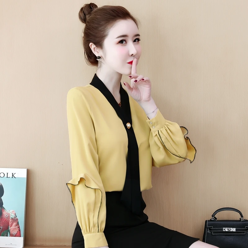 

Fv8621 2019 new autumn winter women fashion casual chiffon shirt blouses womens clothing