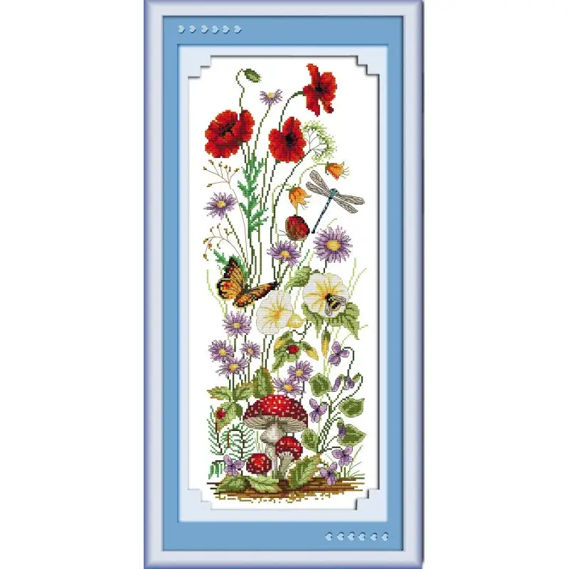 Весенний Набор для вышивки крестиком Joy Sunday Flowers DMC 11 и 14CT наборы домашнего декора