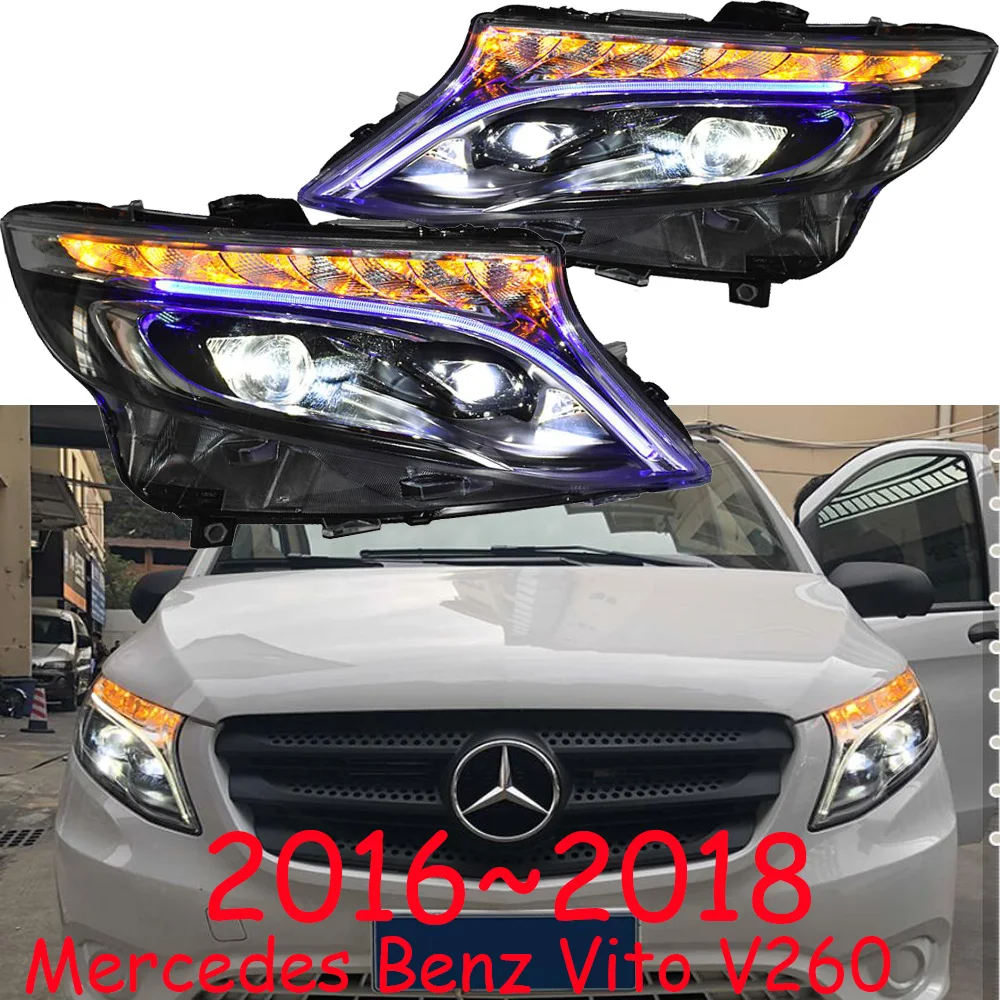 Видео бампер лампа для Mercedes Benz Vito V260 фары Стайлинг автомобиля 250D hid ксенон