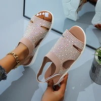 2021 new summer women sandals sexy shoes crystal casual woman flats buckle strap ladies fashion beach shoe big size 36 43
