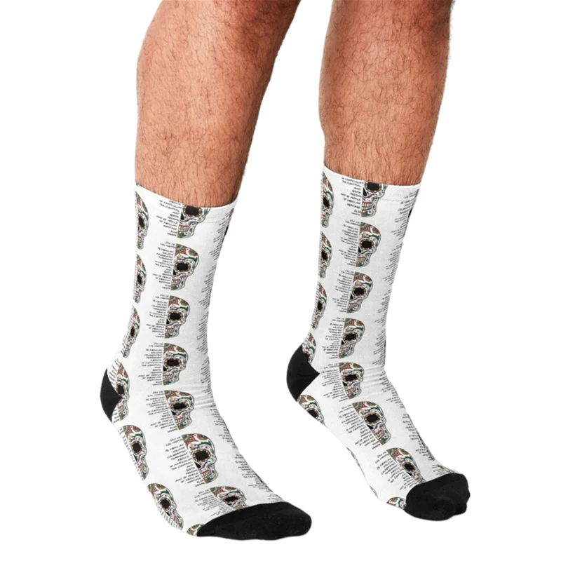 

2021 Funny Men's socks Day of the dead black skulls Printed hip hop Men Happy Socks cute boys street style Crazy Socks for men