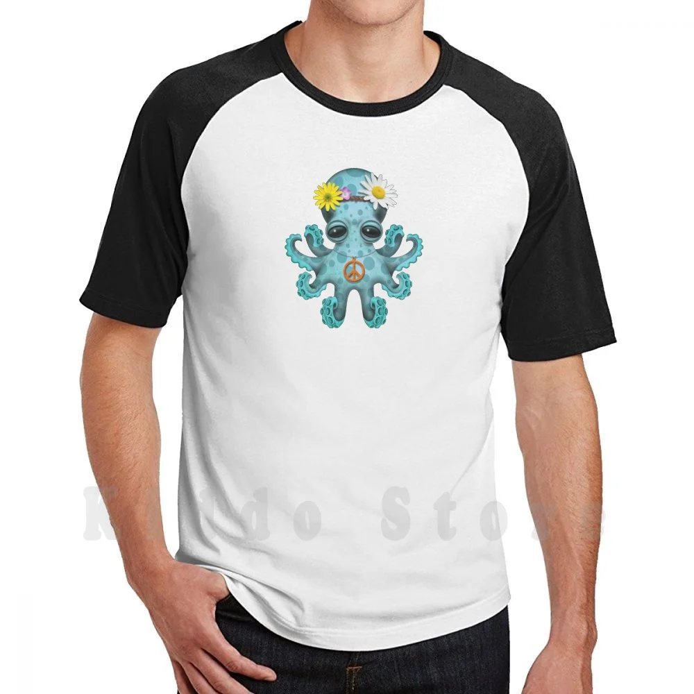 Милая синяя детская футболка Осьминог хиппи Сделай Сам Большой размер 100% хлопок