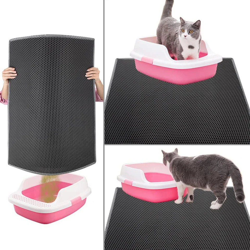 

Pet Cat Litter Mat Honeycomb Double Layer Waterproof Urine Proof Trapping Kitty Litter Mat Litter Boxes Large Size Easy Clean