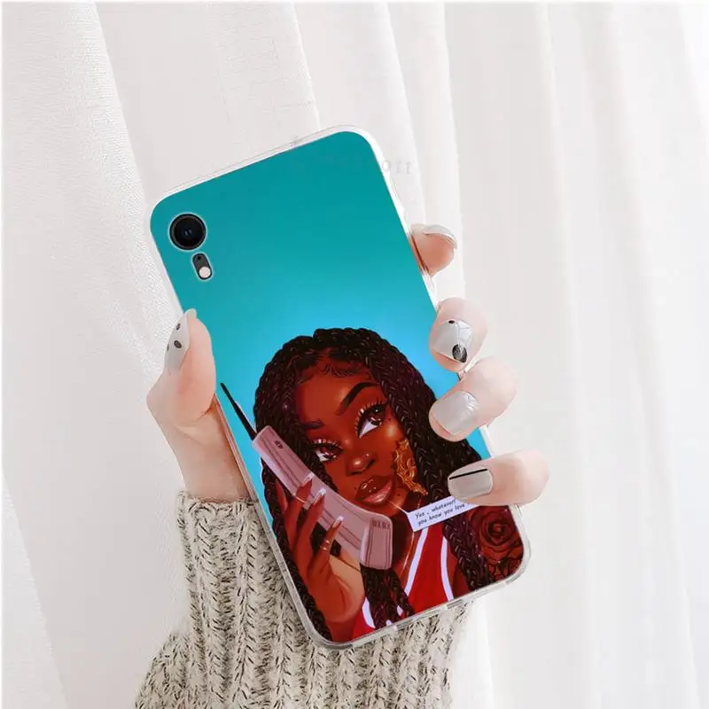 

Fashion Black Girls Phone Case For iphone 12 5 5s 5c se 6 6s 7 8 plus x xs xr 11 pro max mini