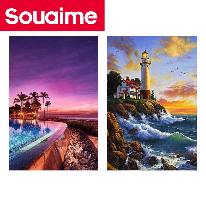 Square/Round Drill 5d Diy Diamond Painting Full Square Scenery By The Sea 3d Embroidery Cross Stitch Home Decor | Дом и сад