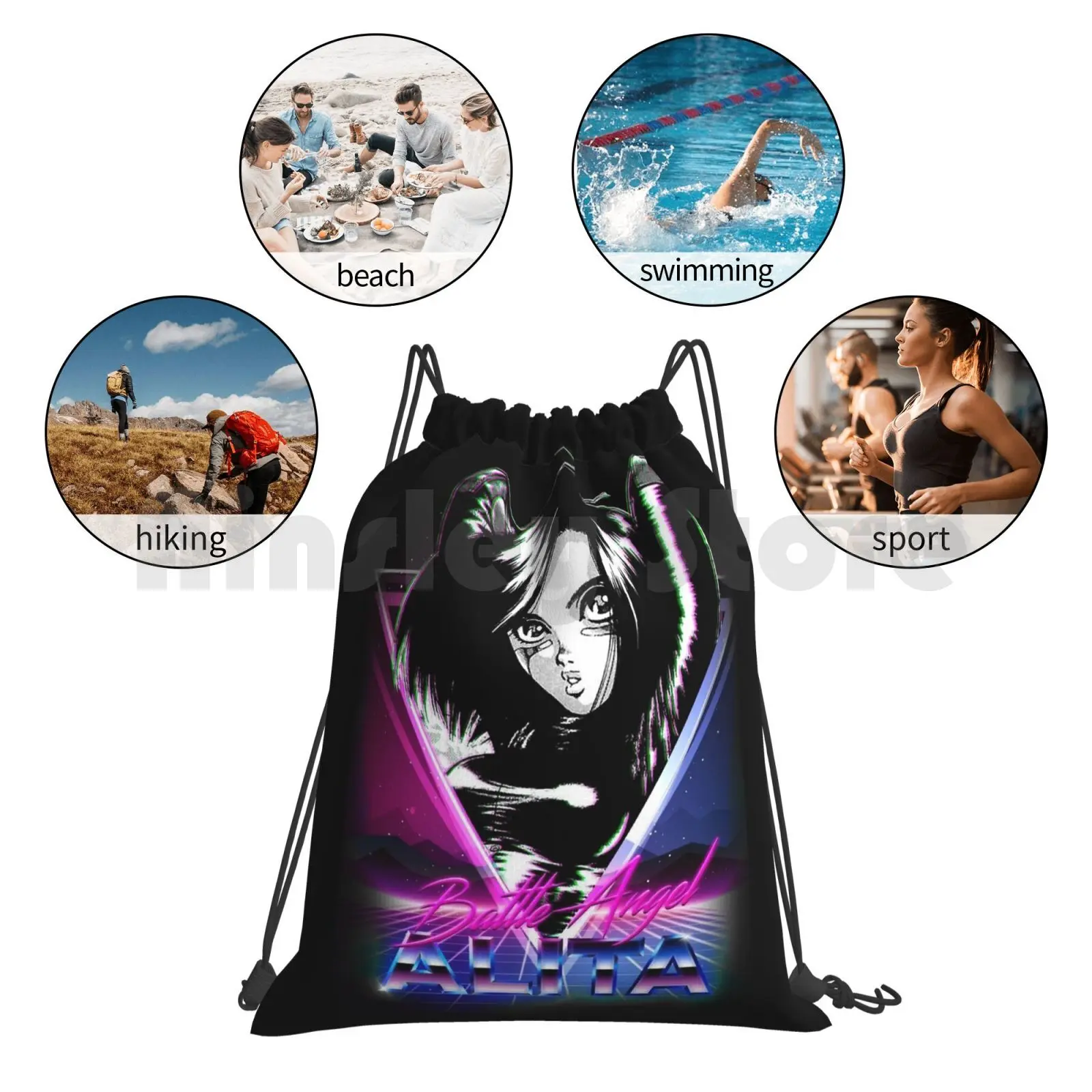 Рюкзак Nineties с изображением боевого ангела сумка на шнурке для верховой езды