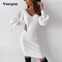 white dress spring womens clothing party dresses for women warm black open back lace lantern sleeve v neck sweater 2021 summer