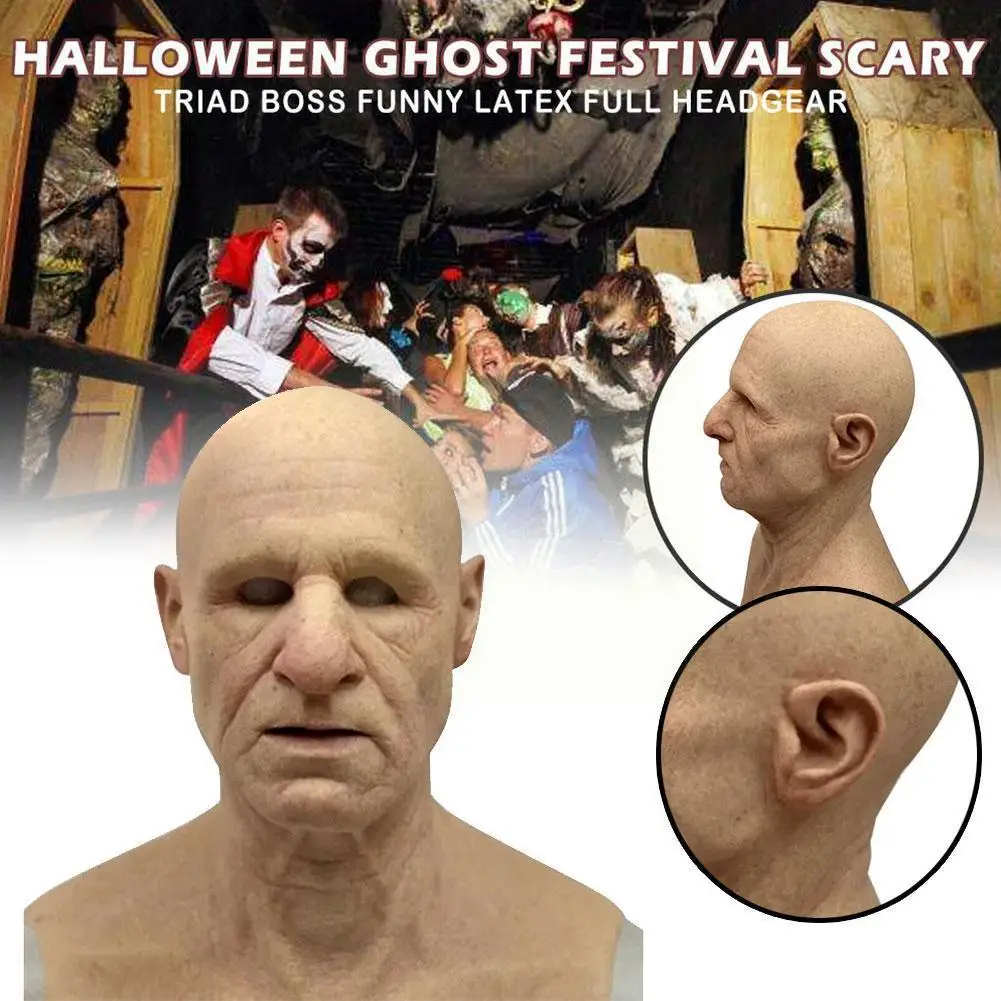 

1pcs Old Man Scary Cosplay Scary Full Latex Old Helmet Party Horror S Man Funny Cosplay Hallow I9j8