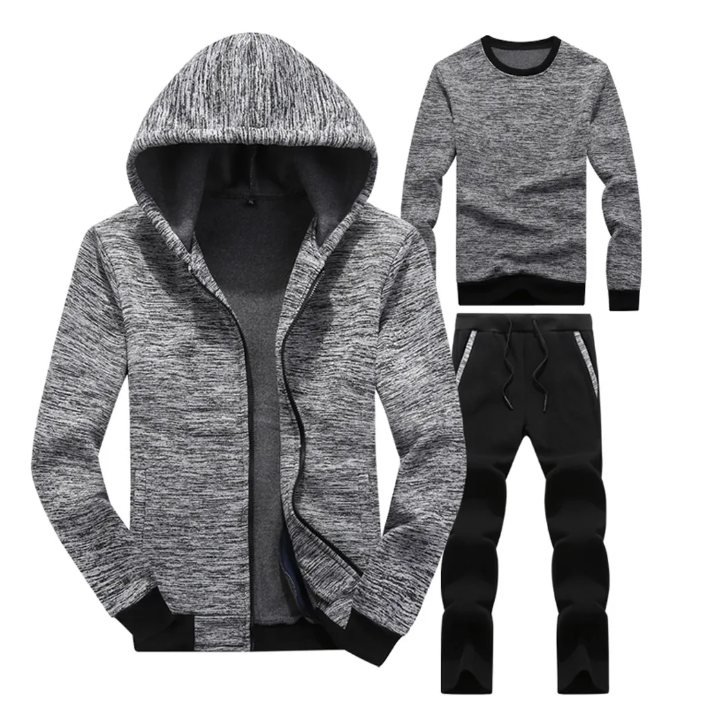 Мужская спортивная одежда теплый зимний спортивный костюм с капюшоном комплект