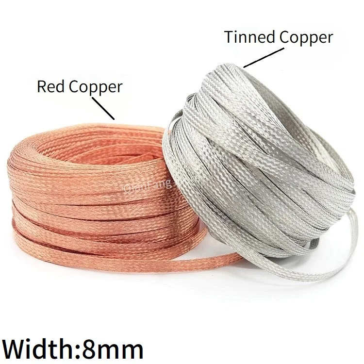 8mm Tinned Plating Copper Braided Sleeve Metal Sheath Anti Interference Screening Audio Speaker Wire Wrap Signal Cable Shielding |