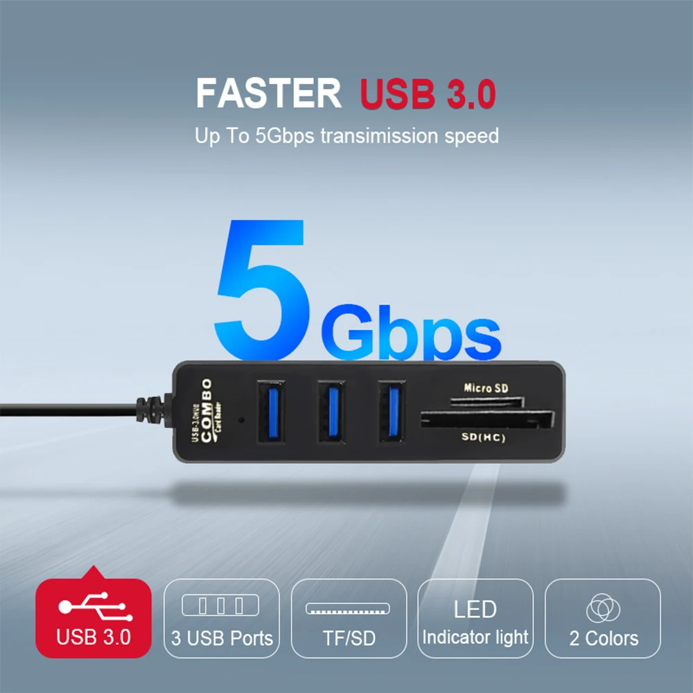 1 шт. высокоскоростной 3 USB-концентратор 0 Многофункциональный Hab TF SD-карта один для