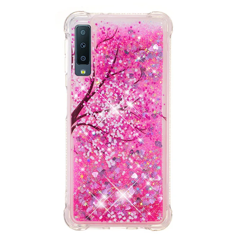 Sakura Блестками с блестками жидким песком чехол для samsung Galaxy A8 плюс A7 A6 A310 A510 A320 A520 A720 M20 M30 A10 A20 A30 крышка - Цвет: Sakura