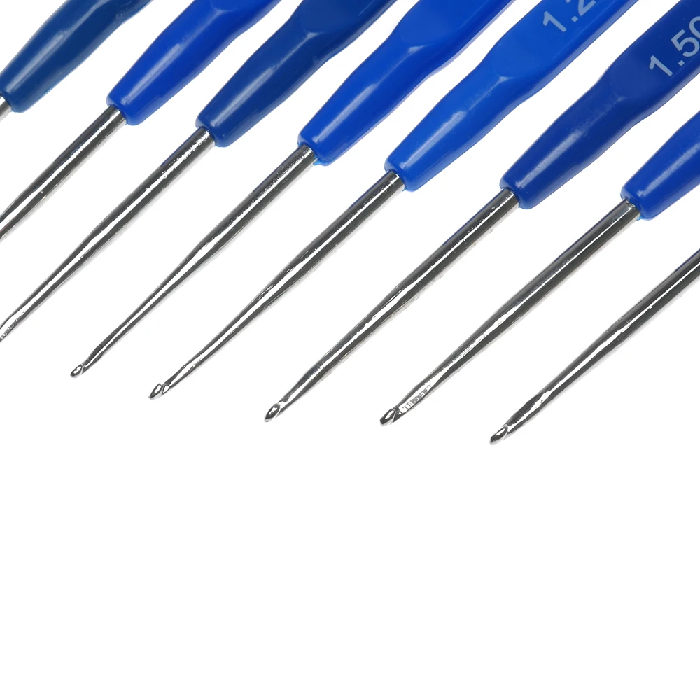 

10pcs Metal Knitting Needles Crochet Hooks Kits With Ergonomic Grips 0.6-2.0mm Wig Knitting Tool Hair Styling Tools