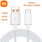 Кабель для быстрой зарядки Xiaomi 5A Turbo 100150 см, кабель передачи данных типа C для Mi 11 10 Pro 8 9 SE CC9 Pro Poco X3 F2 Redmi K30 Note 9 S 8T