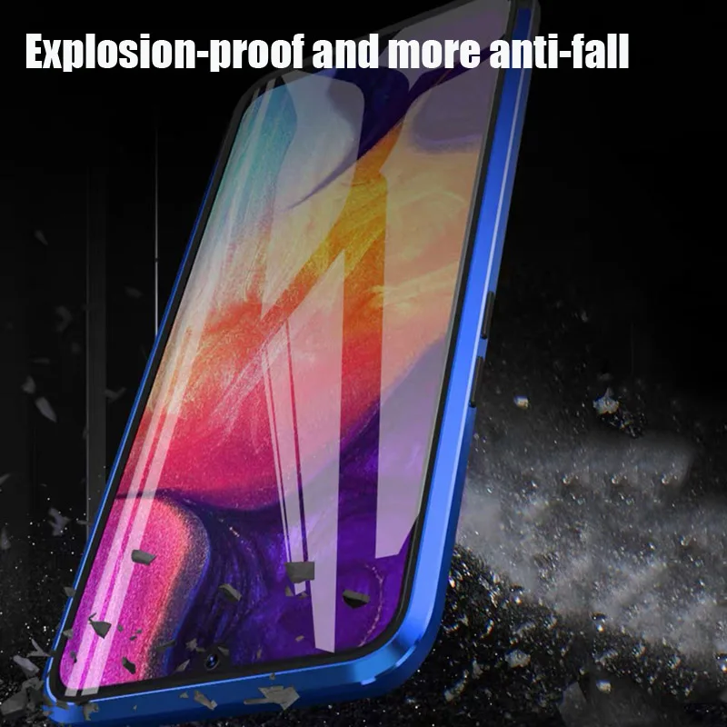 Magnetic Metal Glass Case For Samsung Galaxy Note 10 Pro 9 8 A7 A8 A9 2018 A10 A20 A30 A40 A50 A60 A70 A80 M10 Double Side Cover |