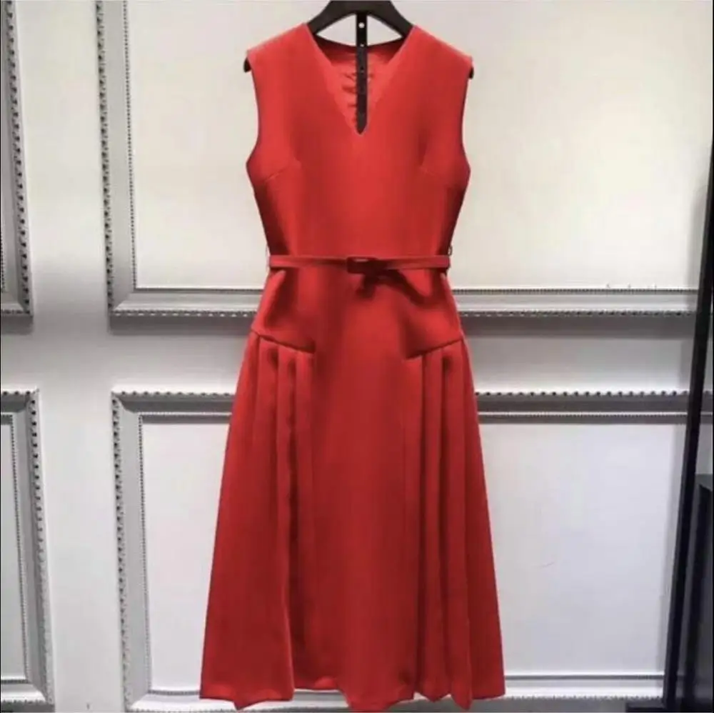 

Red tea length Prom Dress Custom made