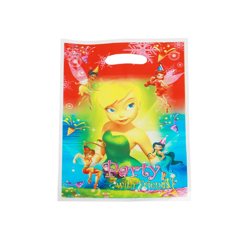 Tinker Bell 10 шт./лот Подарочная сумка для пожарной машины для вечеринки в честь Дня рождения ребенка, пластиковая сумка для украшения детских конфет - Цвет: Tinker Bell