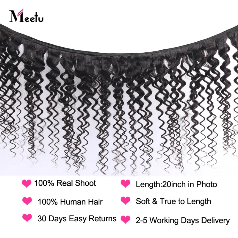 Meetu Pre Plucked 360 Lace Frontal with Brazilian Deep Wave Hair Bundles 2 100% Human Non Remy | Шиньоны и парики