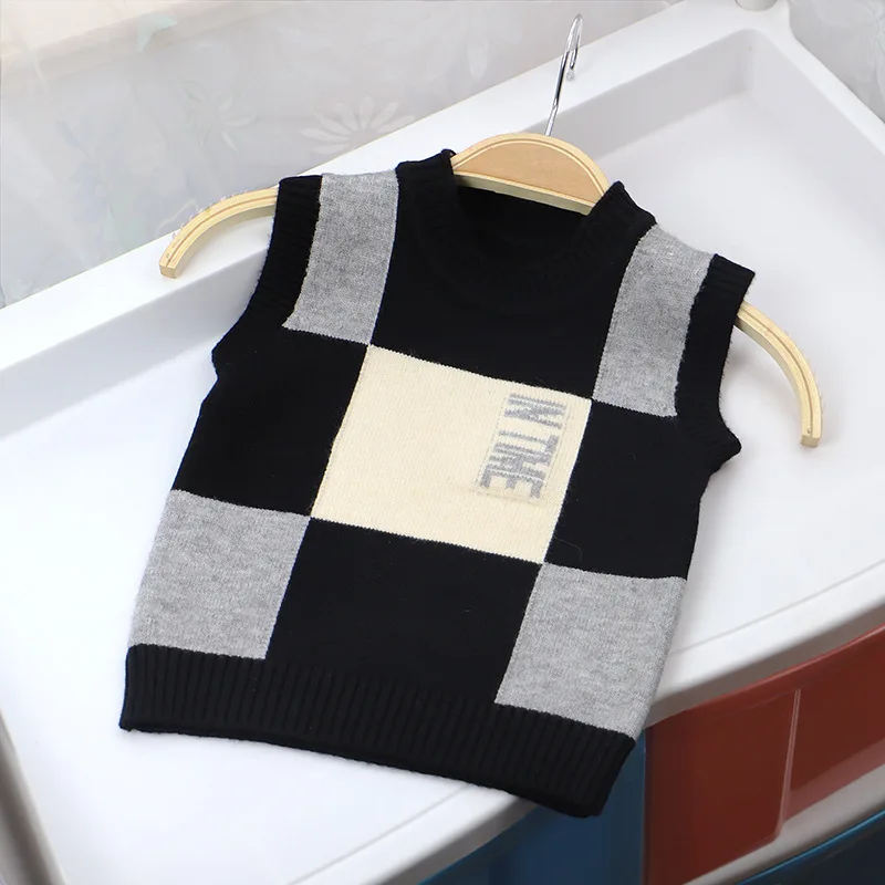 Осенне-зимние свитера для мальчиков теплая одежда без рукавов малышей Топы