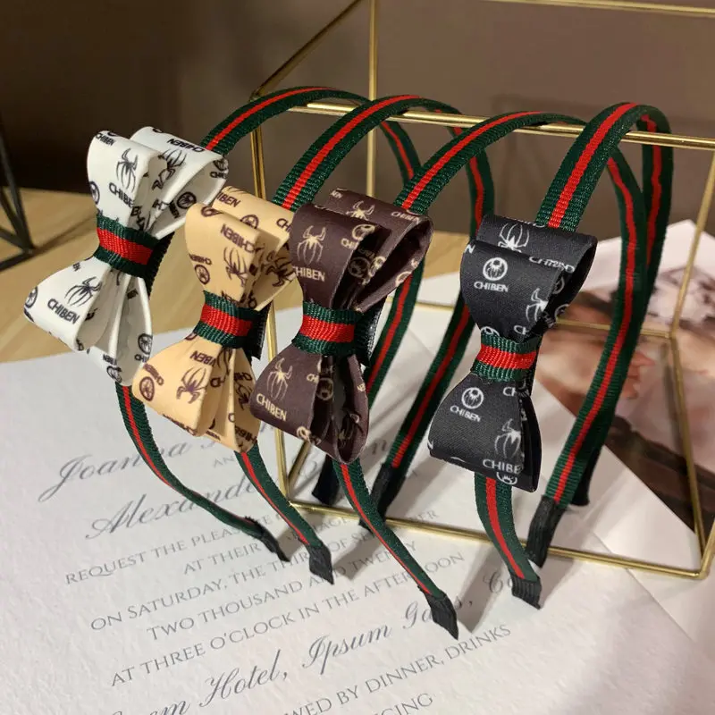 Новый стиль корейский бант в полоску резинки для волос Женская ткань узел