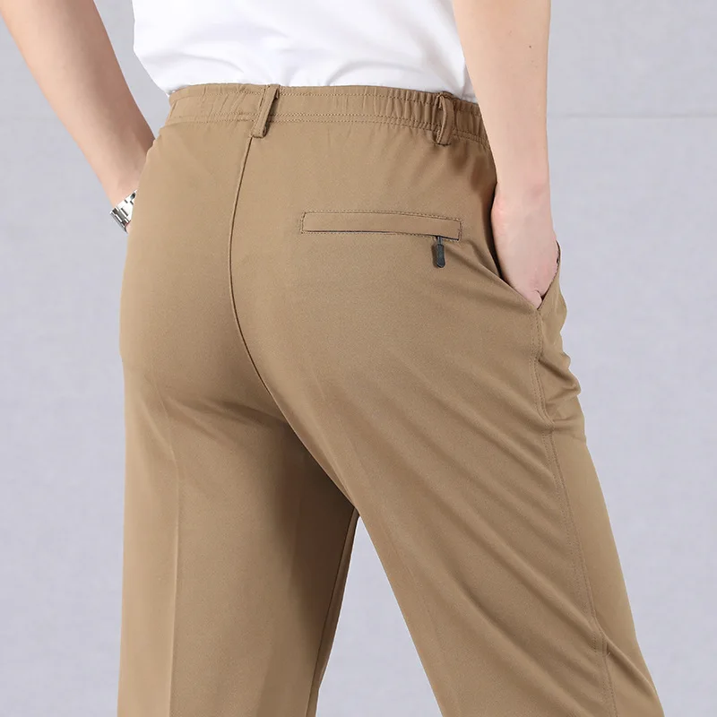 

Брюки MRMT мужские с эластичным поясом, модные повседневные Прямые Штаны на молнии, с завышенной талией, 2021