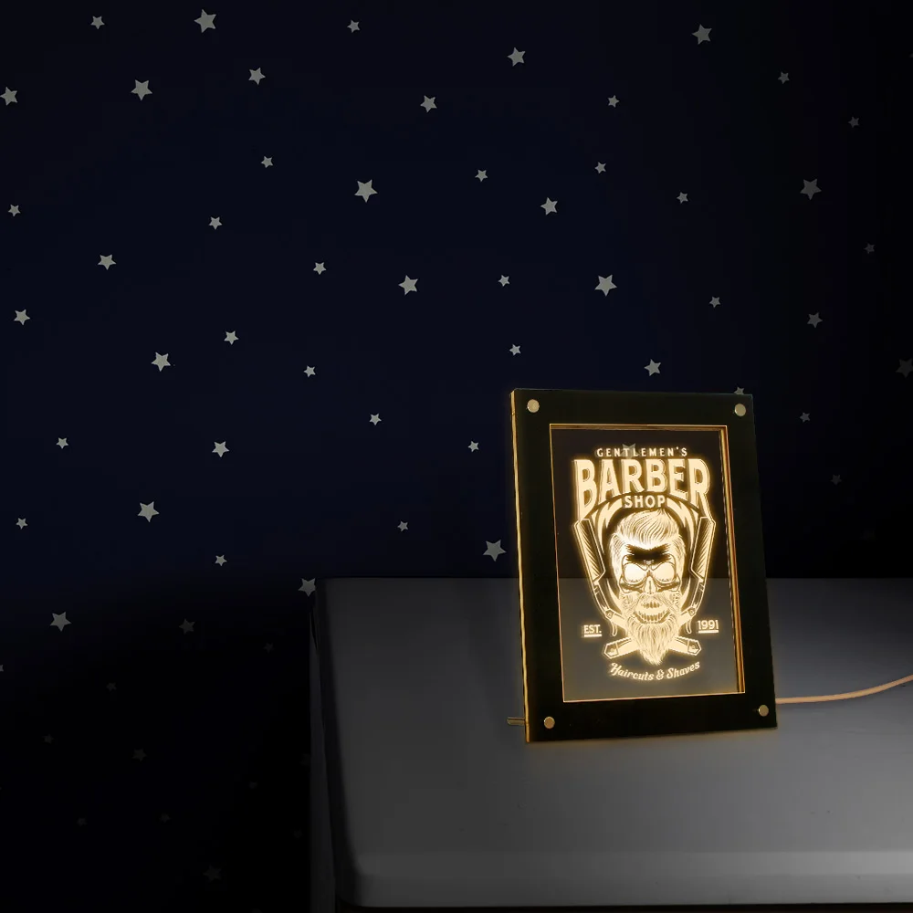 Настольная Светодиодная доска для парикмахерской мужчин с логотипом стрижки и