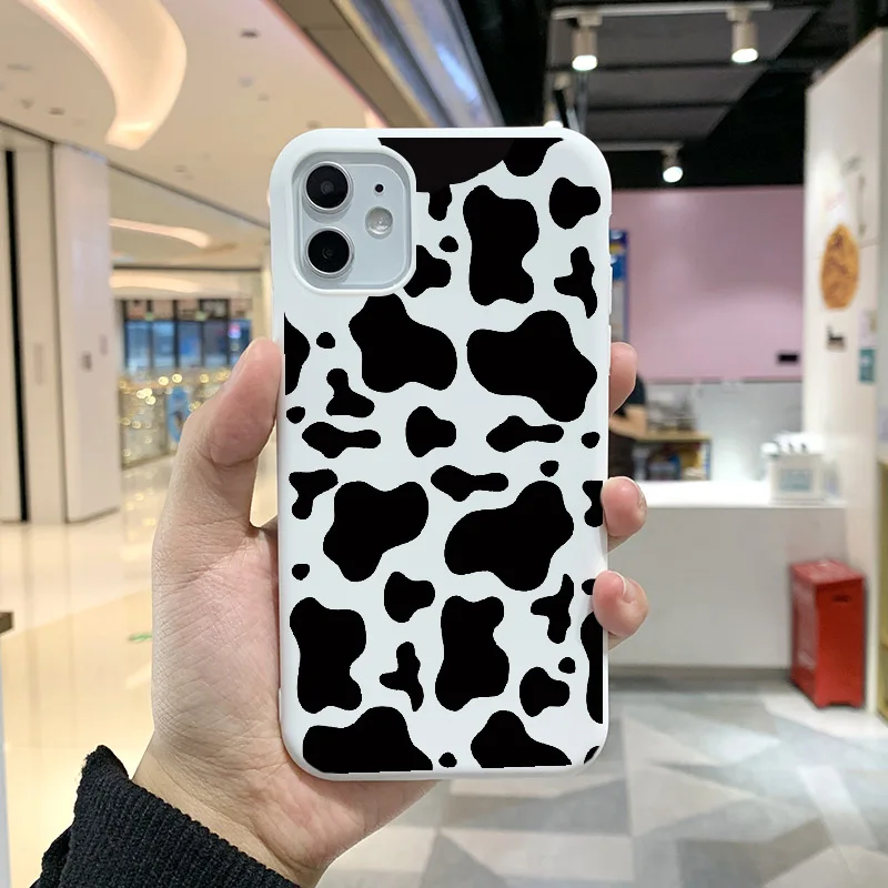 Чехол с коровьим узором для iPhone 12 Pro 11 XR X Xs Max 8 7 Plus Mini SE 2020 силиконовый чехол