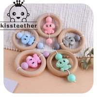 kissteether cute silicone elephant teething pendant pacifier infant baby toddler rattle toy teething bracelet baby molar gift