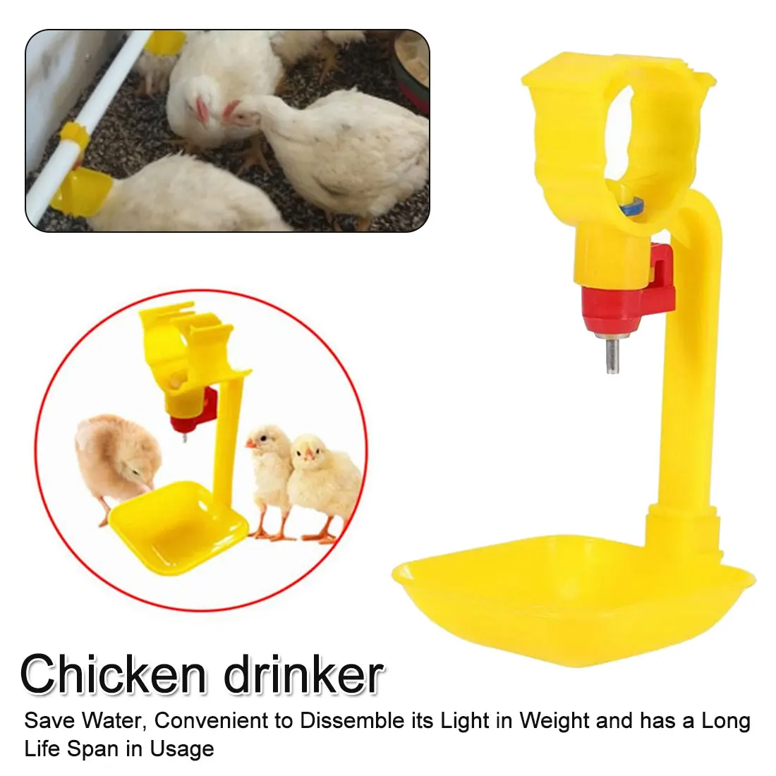 

10Pcs Chicken Nipple Drinkers Automatic Water Chick feeder Fountain Double Hanging Cup Automatic Waterer Bowl Chicken Feeding