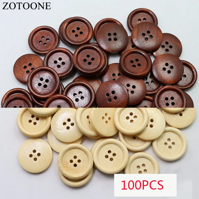 Оптовая продажа деревянные пуговицы ZOTOONE коричневого цвета ручной работы для