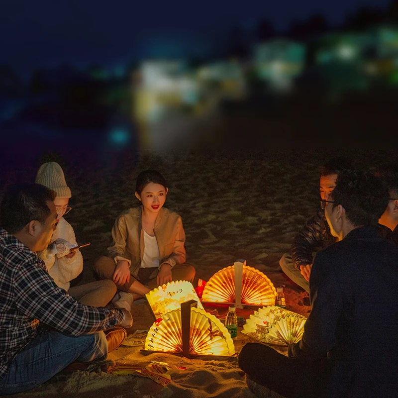Fan-Shaped Book Light USB Intelligent Voice Remote Control Creative Gift Bedroom LED Eye Protection Folding Night | Освещение