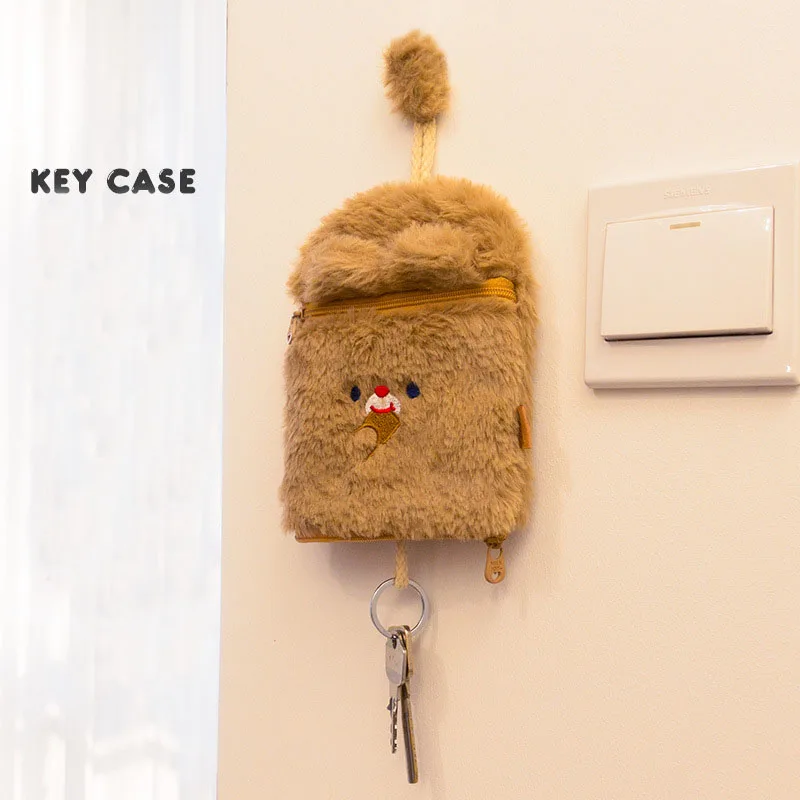 Мультяшный плюшевый медвежонок кошелек для монет милая вышитая сумка ключей