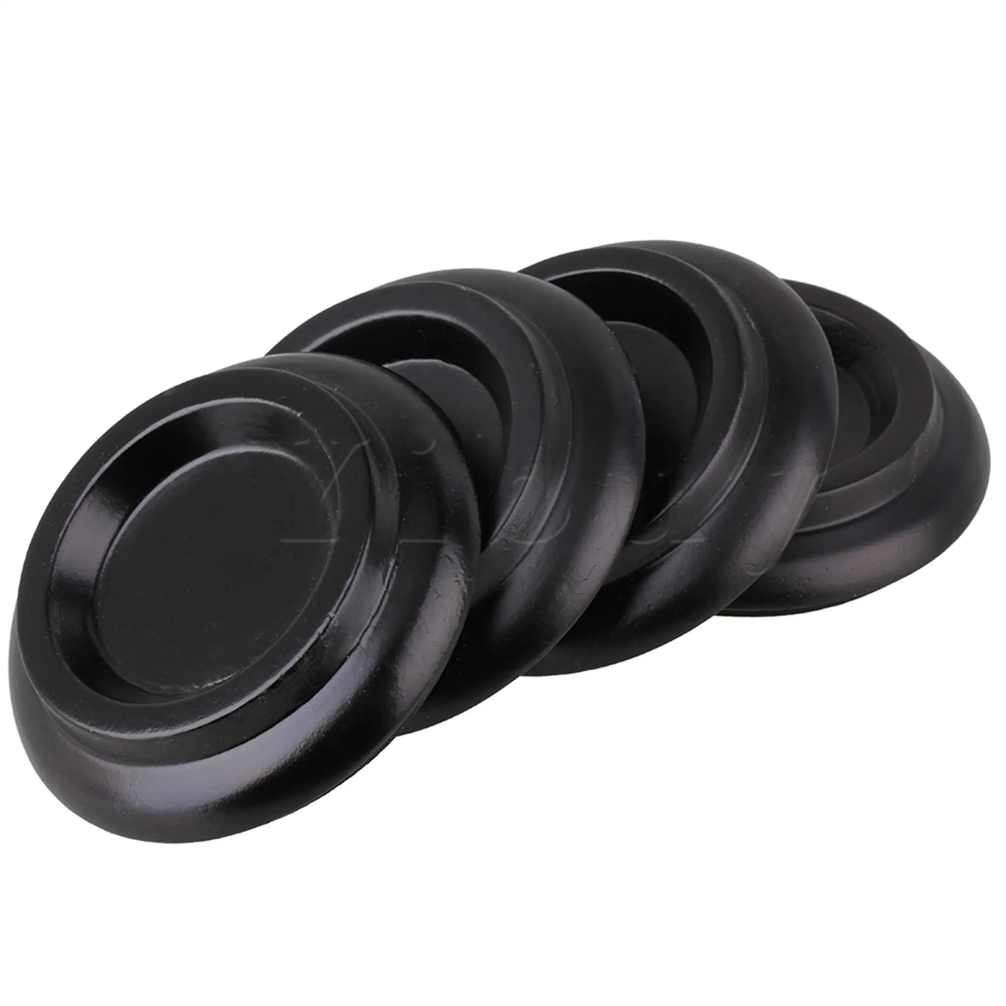 

Yibuy 4x Black Round Solid Wood Double Wheeled Piano Caster Cup Foot Pad Piano Parts