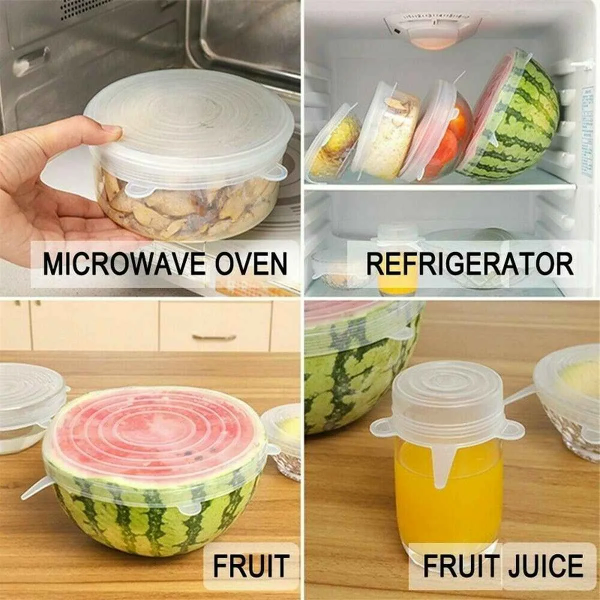 

6/3Pcs Silicone Stretch Lids Food Seal Cover Reusable Stretch Wraps Bowl Cover Fresh Keeping Lid Film Kitchen Accessories