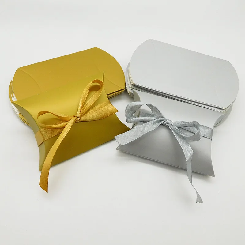 Подарочная коробка для конфет из крафт-бумаги золотистого/серебристого цвета 12