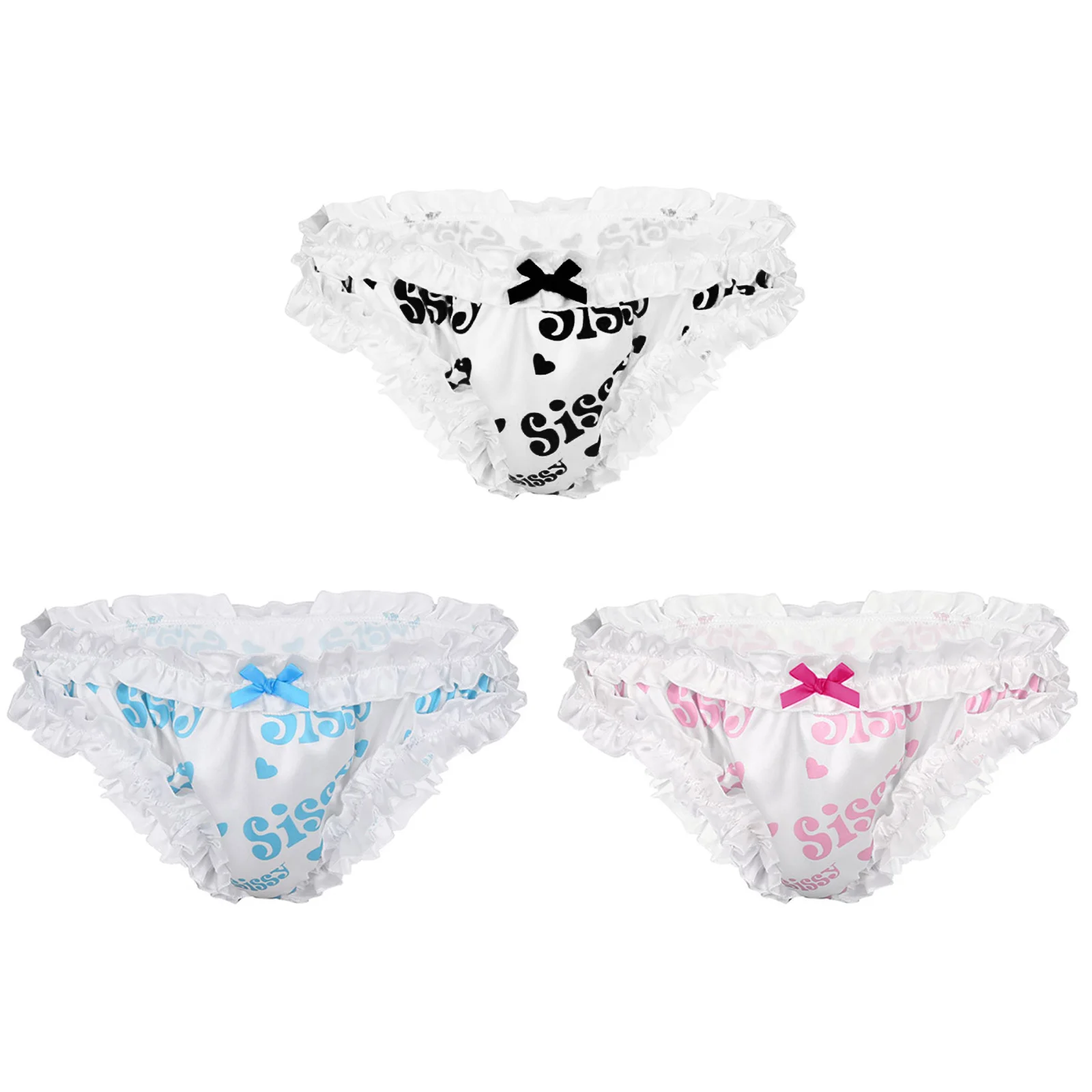 Feeshow Sexy Men Briefs Gay Underwear Lingerie Sissy Panties Soft Frilly Ruffled High Cut Lace Bloomers |