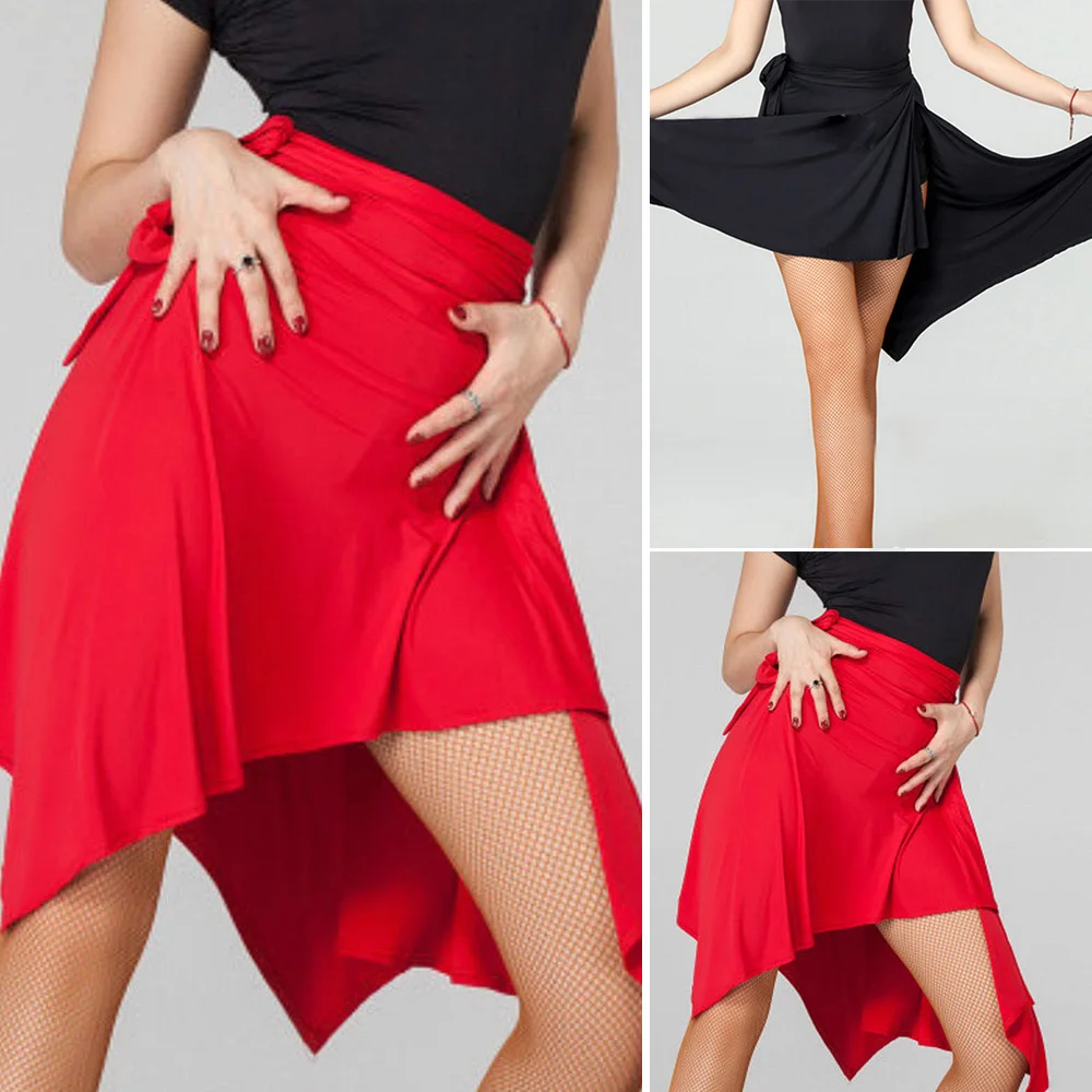 Women Solid Sexy Mini Skirts Asymmetrical Latin Salsa Rumba Dance Female High Waist Skirt Plus Size | Женская одежда