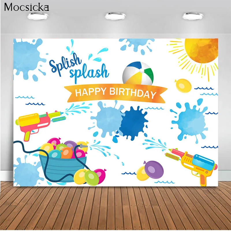 

Mocsicka Birthday Party Background Water Gun Volleyball Decoration Style Children Shower Photo Background Photography Studio