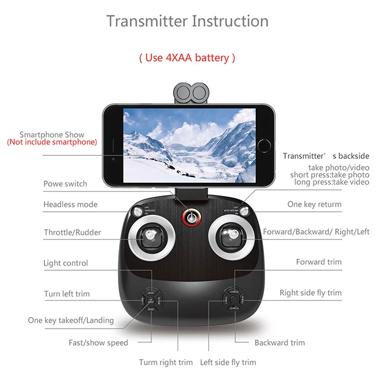 

Folding Quadcopter Mobile Phone Wifi Image Transmission HD Aerial Photography Drone Fixed Height Hovering Remote Control Aircraf