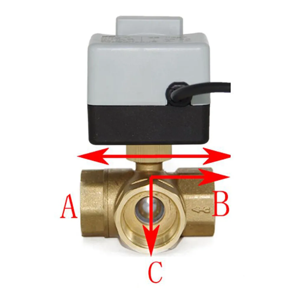 

AC220V 3-way Brass Electric Motorized Ball Valve Three-wire Two Control for Air Conditioning DN15 DN20 DN25 DN32