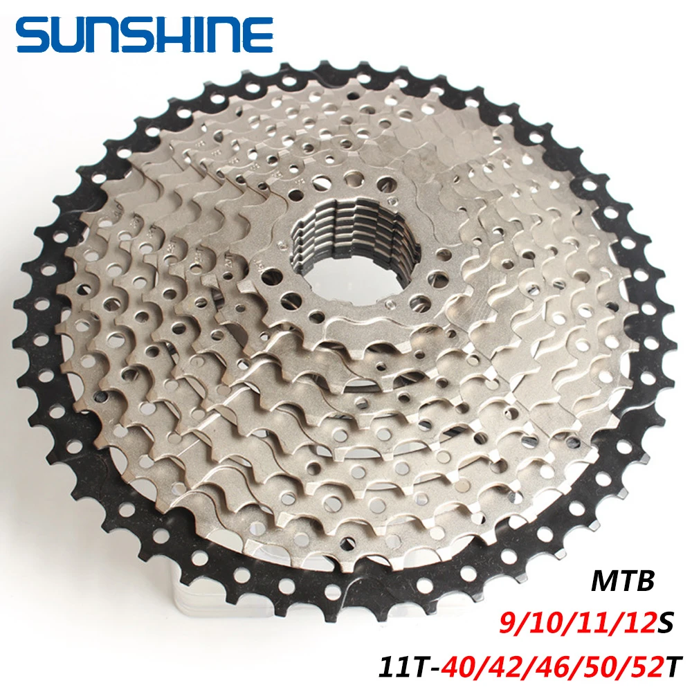 

SUNSHINE MTB Cassette Freewheel 9/10/11/12 Speed 11T-40/42/46/50/52T Steel Flywheel Mountain Bike Sprocket For SHIMANO RAM