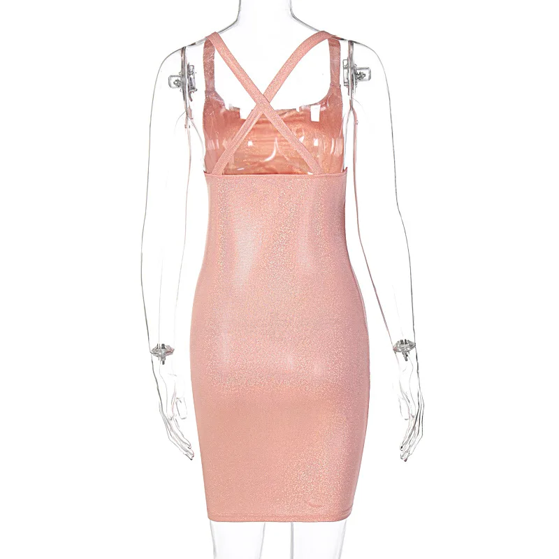 

Echoine luxurious Sexy Glitter Sequin Mini Dress Women Nightclub Party Shiny Skinny Bodycon Sleeveless Dress Clubwear Outfits