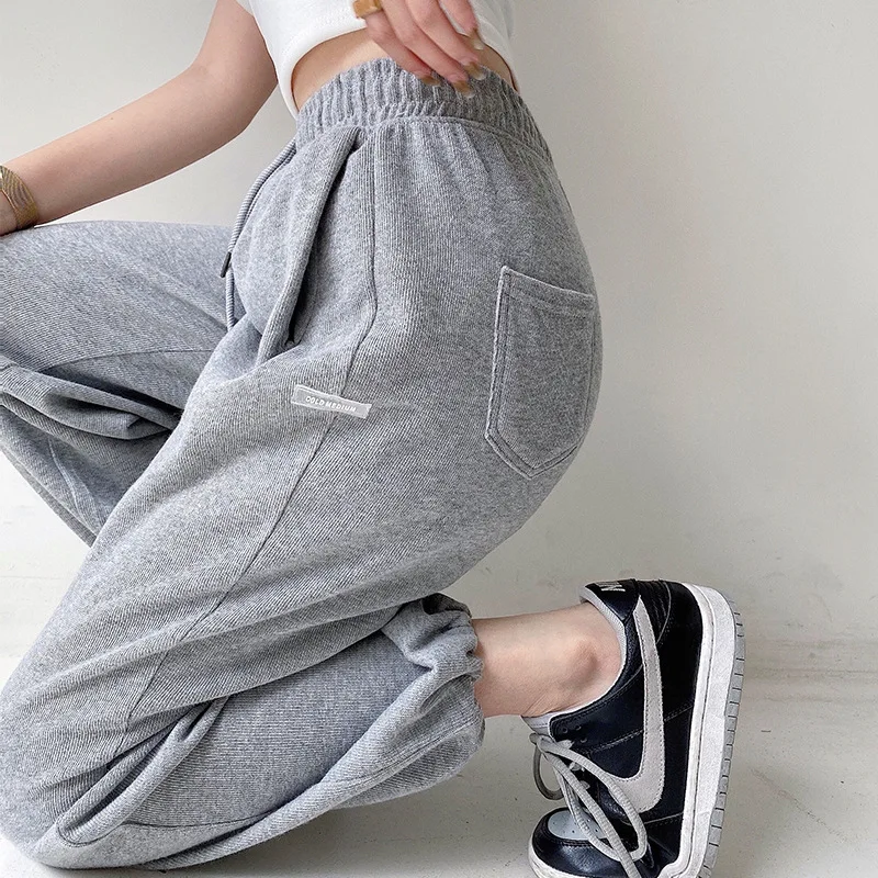 

sweatpants women high-waisted leggings loose-fitting straight straight broad-legged European and American trendy casual pants