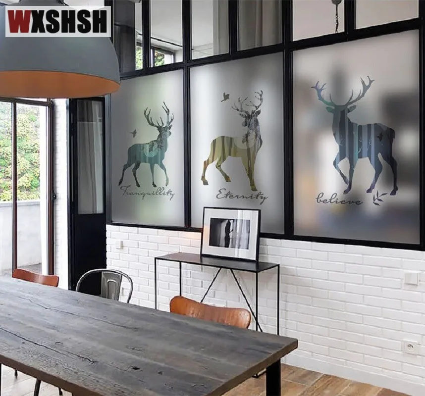 Статическая липкая оконная наклейка Индивидуальный размер узор оленя частная