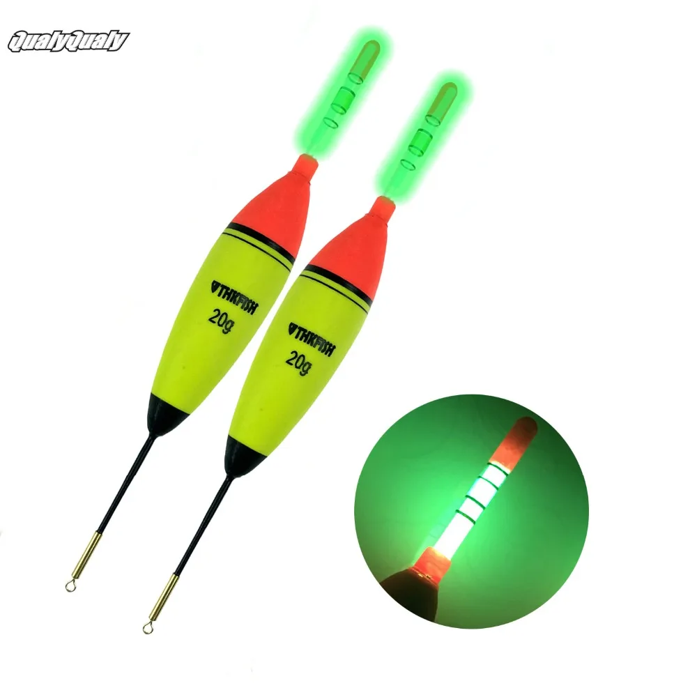 

2 Pcs EVA Luminous Fishing Night Float Light Stick Foam Plastic Bobber Sea Rock Fishing Striking Floats 20g