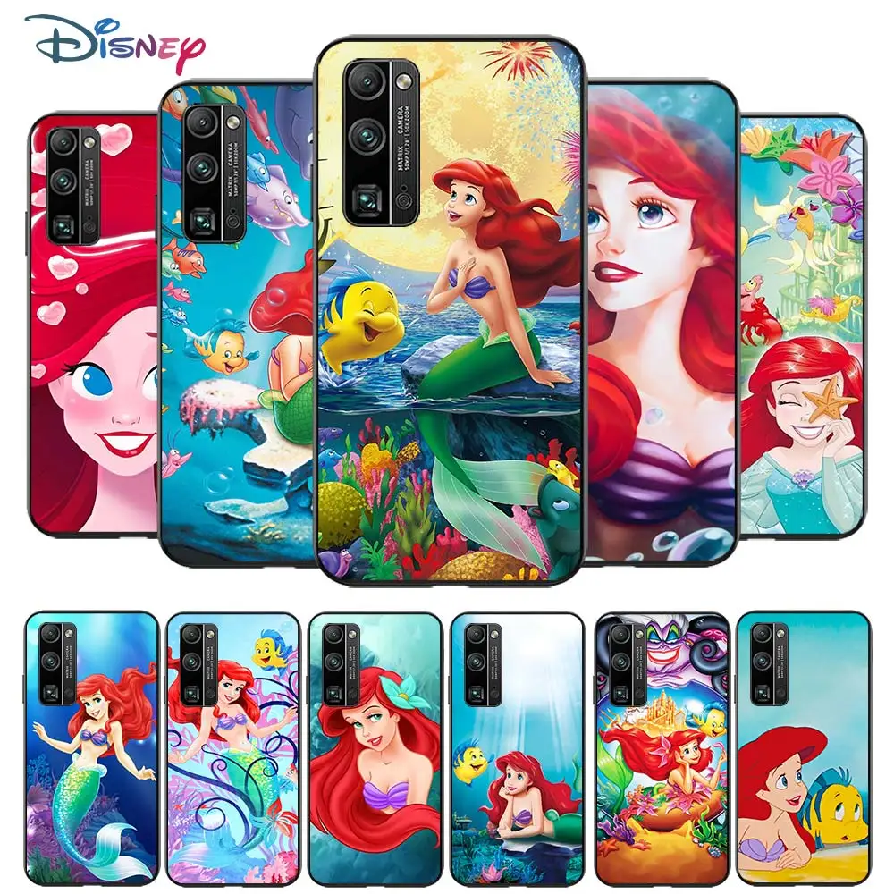

Mermaid Princess for Huawei Honor V30 20 Pro X10 9S 9A 9C 9X 8X 10 9 Lite 8 7 Pro Silicone Soft Black Phone Case