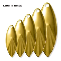 50pcs countbass size 2 5 4 5 gold plated steel willow leaf spinner blades fluted pattern diy spinner baits fishing lure