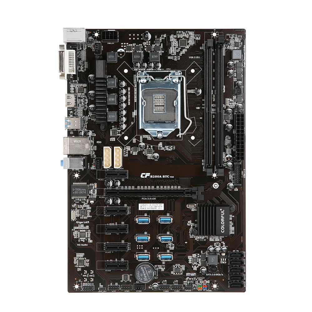 Красочные C.B250A-BTC YV20 материнская плата Системная плата Intel B250/LGA1151 процессор сокета DDR4 SATA3 USB3.0 блок питания ATX материнская плата