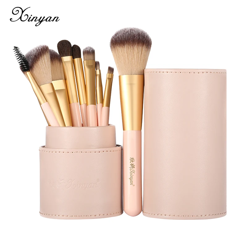 

XINYAN Candy Makeup Brush Set Pink Blush Eyeshadow Concealer Lip Cosmetics Make up For Beginner Powder Foundation Beauty Tools