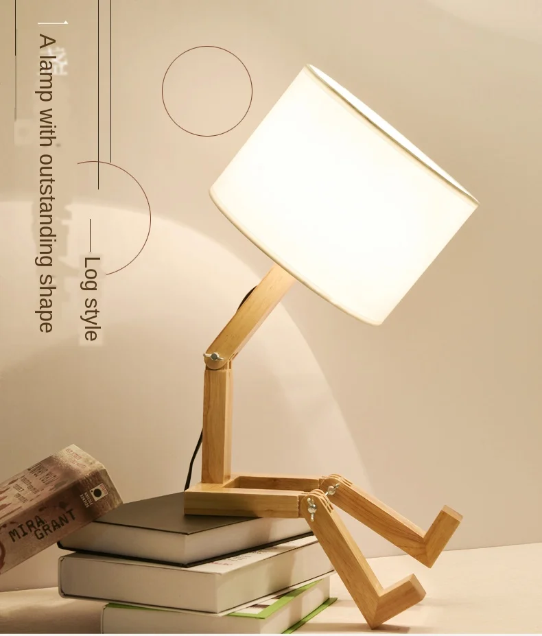 

Led Simple Table Lamp Nordic Bedroom Bedside Lamp Home Creative Cool Solid Wood Study Eye Protection Ins Lamp